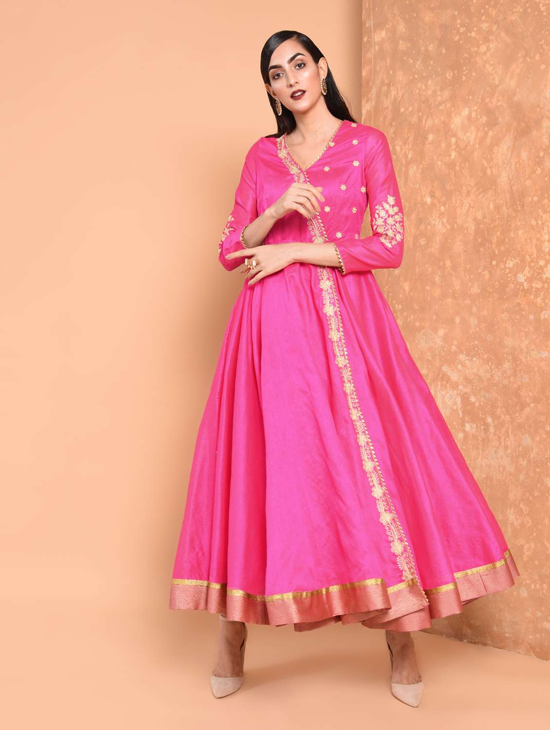 gotta patti embroidered angrakha kurta