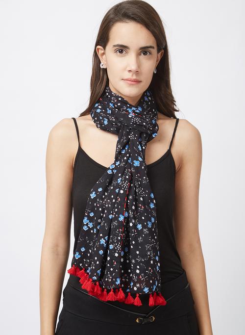 black cotton stole - 15703945 -  Standard Image - 0