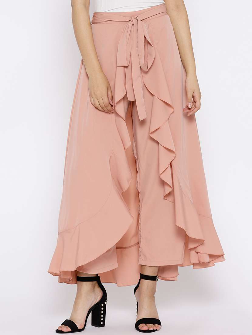 tie up waist ruffled palazzo
