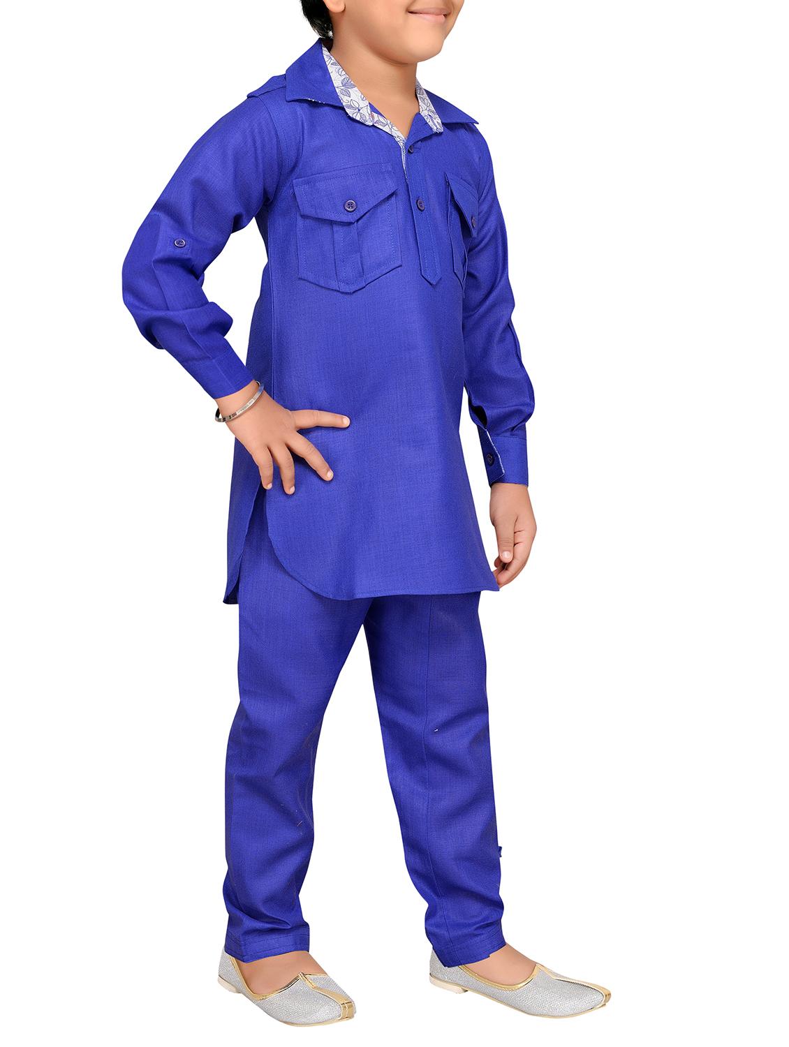 light blue cotton kurta sets - 15704894 - Standard Image - 1