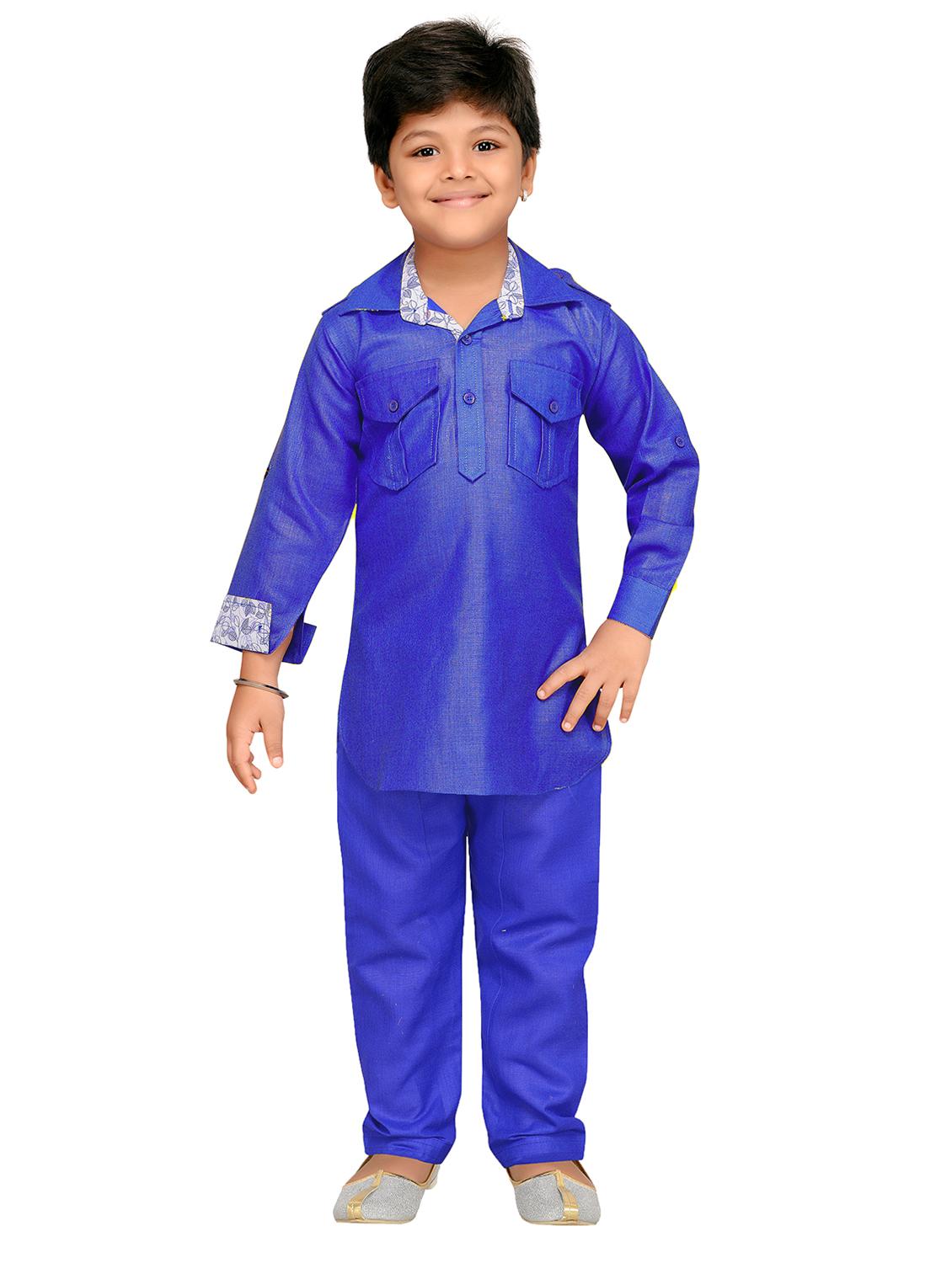 light blue cotton kurta sets - 15704894 - Standard Image - 4
