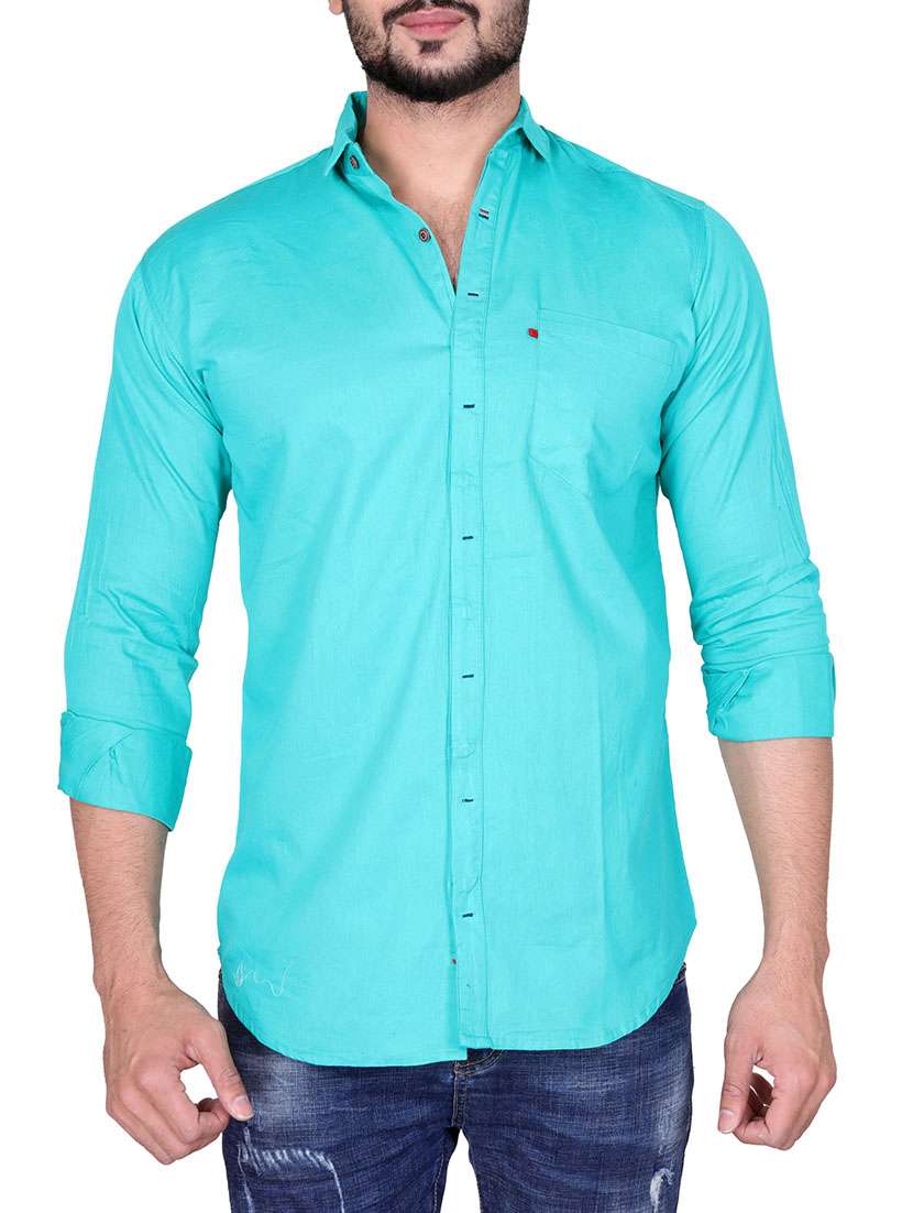 green cotton casual shirt