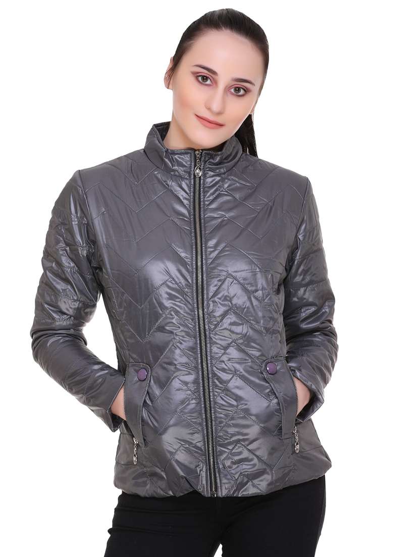zipper detail quilted jacket