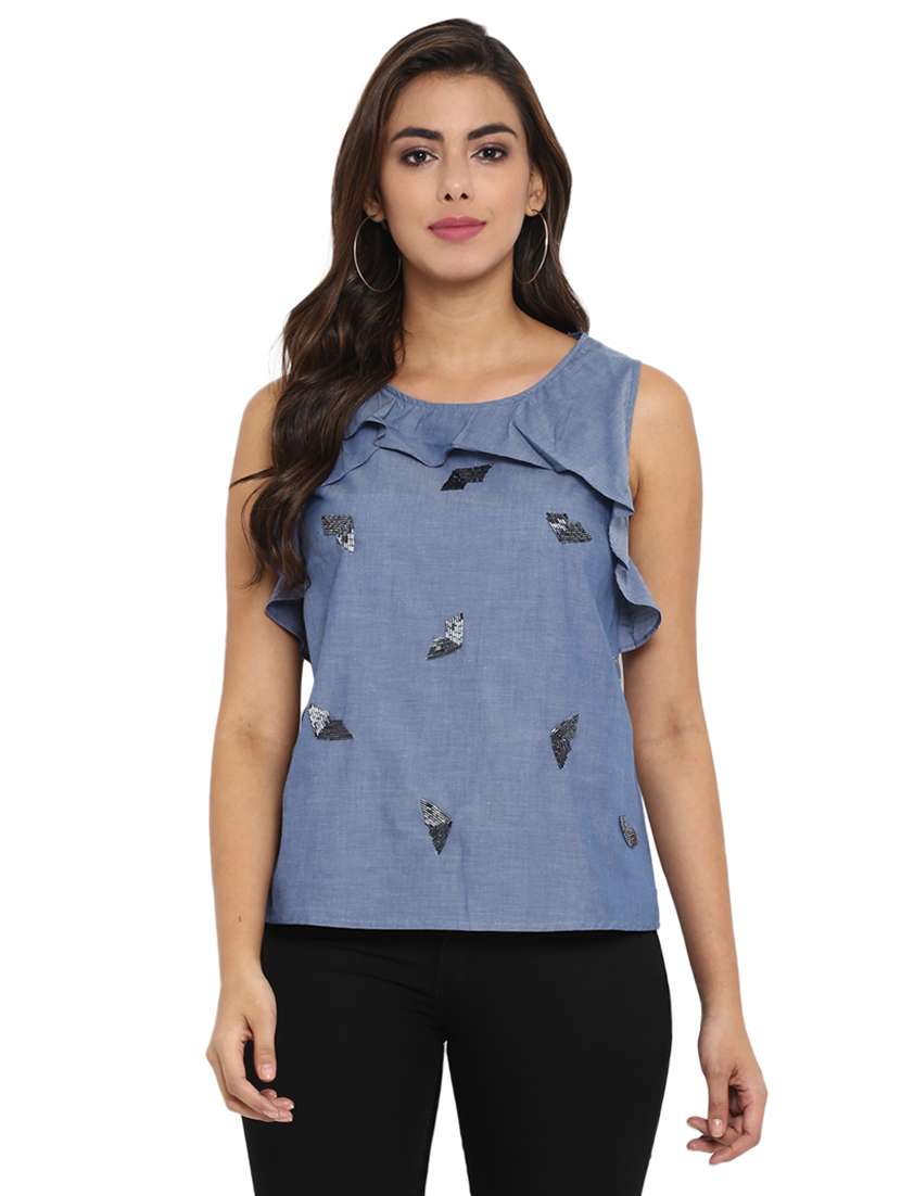 women's straight round neck top