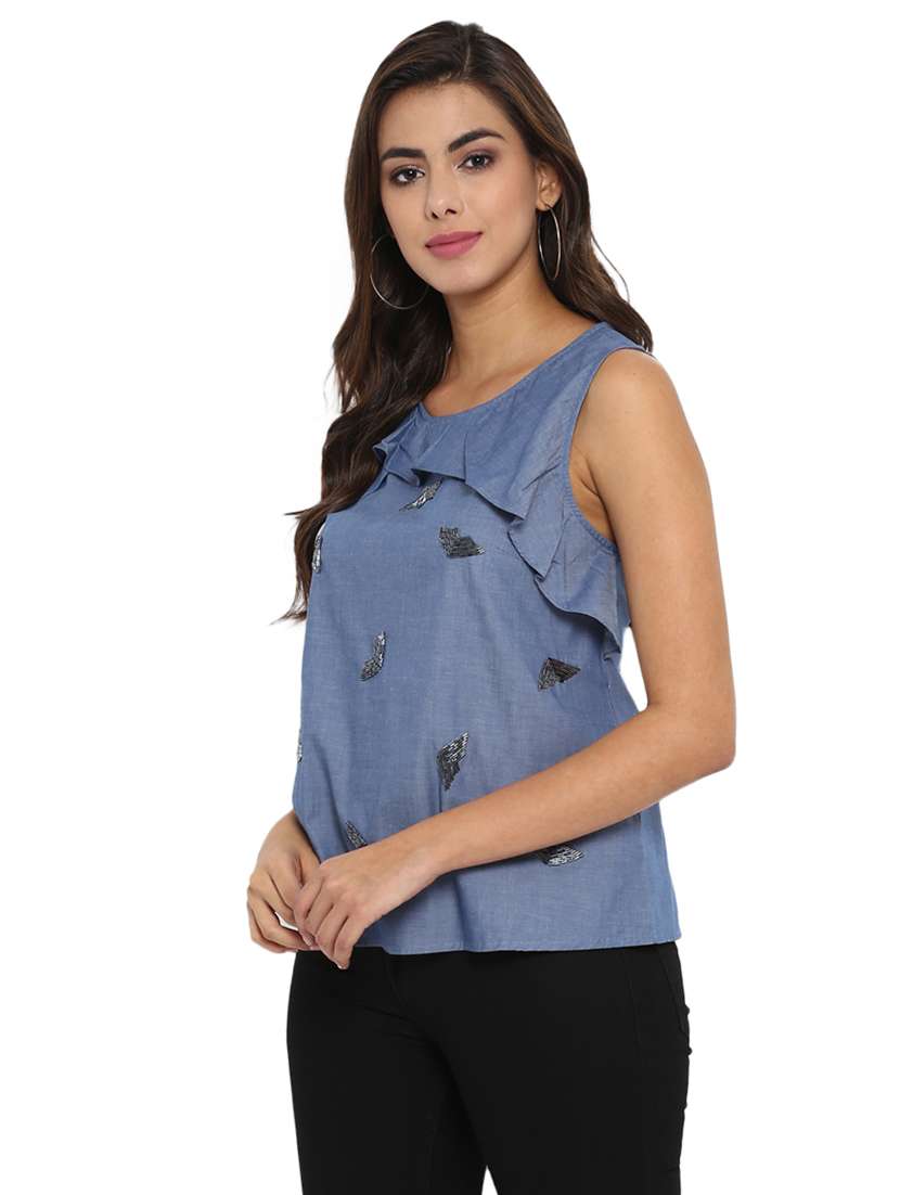 women's straight round neck top - 15705980 -  Standard Image - 1