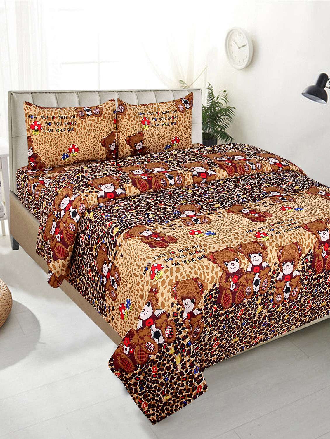 144 tc double bedsheet with 2 pillow covers