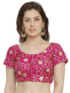 振袖ピンク（PATTI PATTI) Buy online Gota Patti Blouse With Drawstring from ethnic