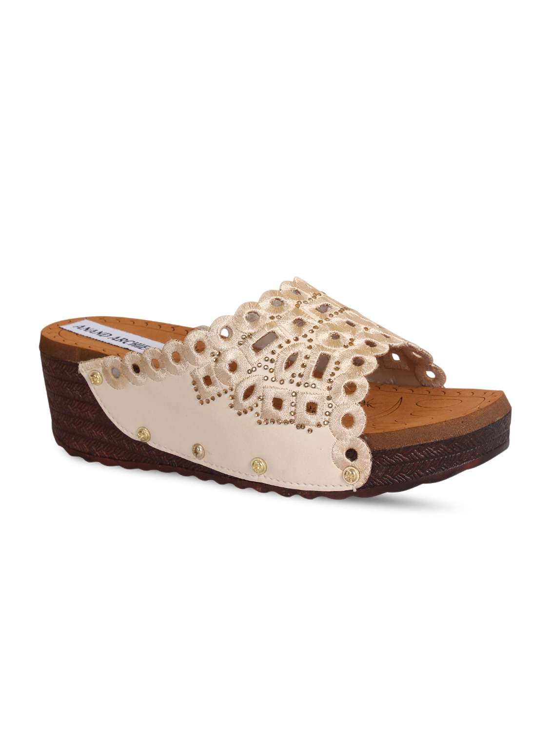 anand archies artificial leather cream wedges