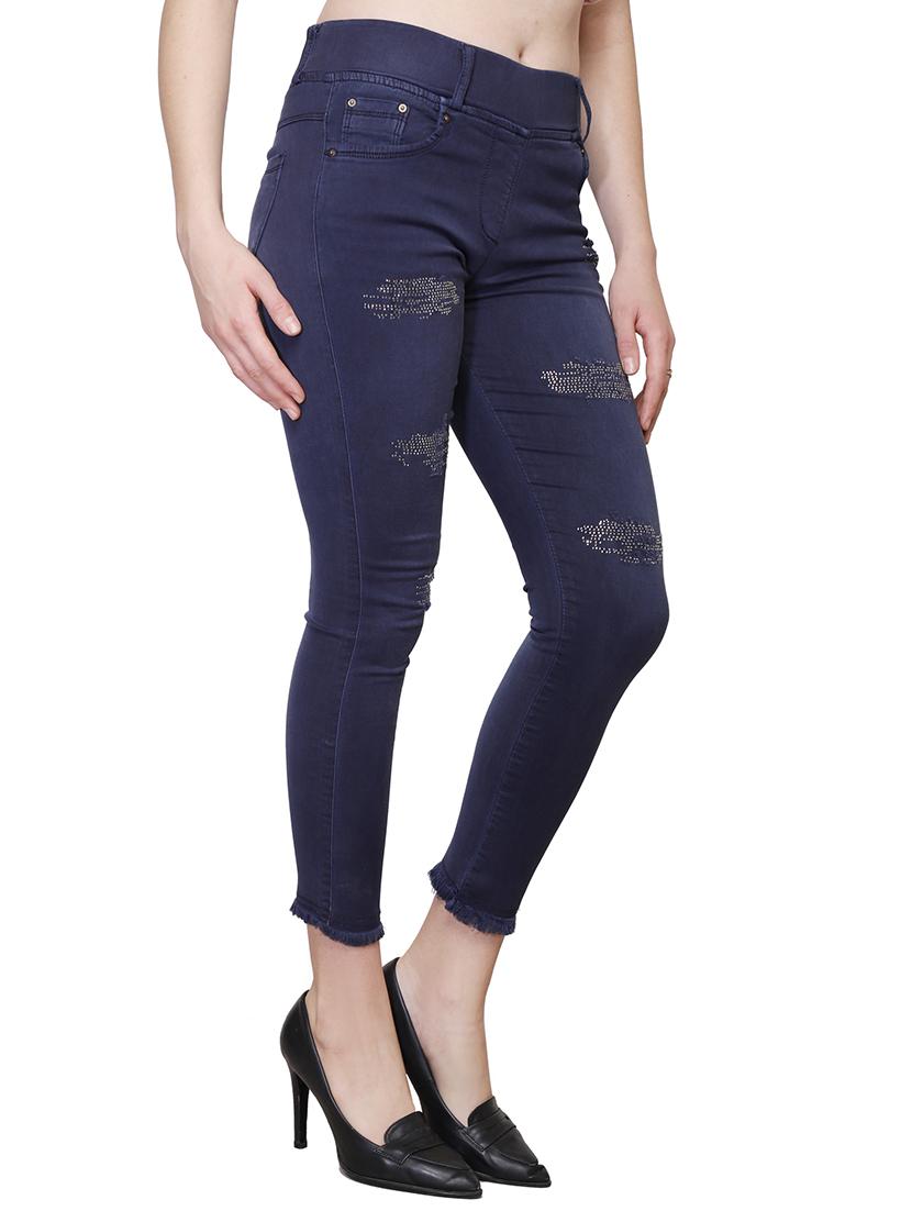 embellished frayed jeans - 15709280 - Standard Image - 1