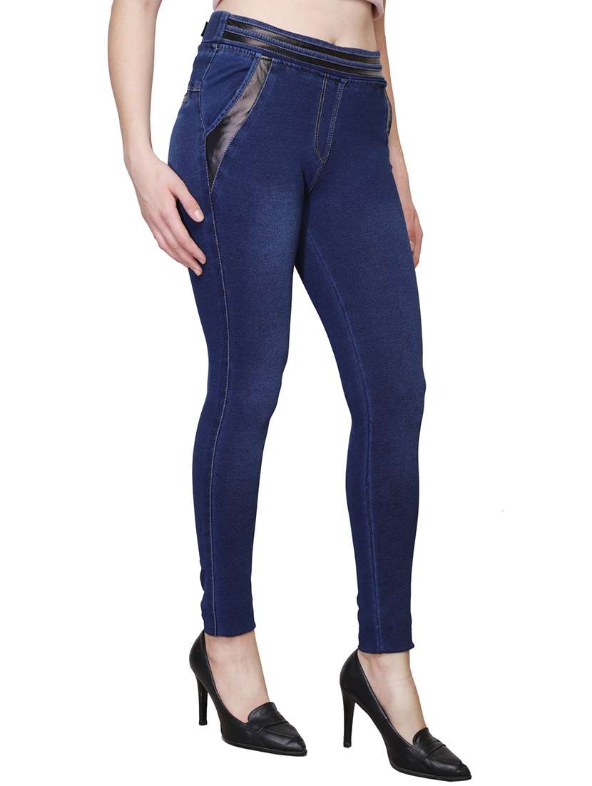leatherette patch stone washed jegging - 15709283 -  Standard Image - 1