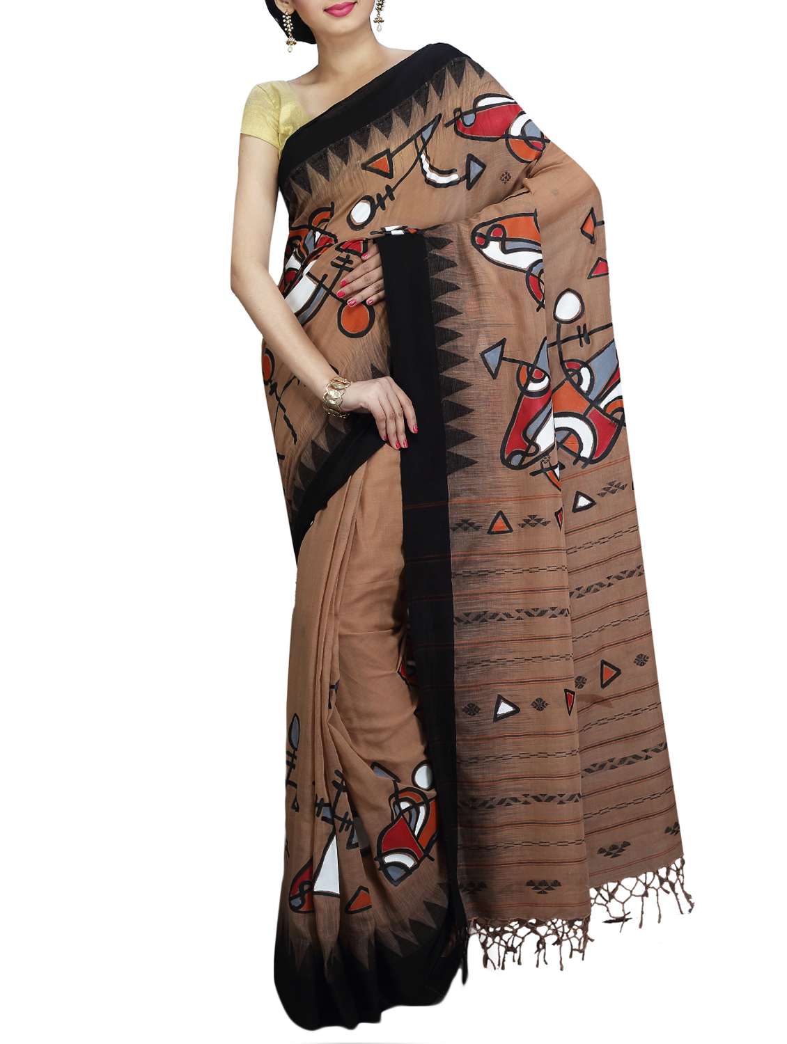 temple bordered hand painted saree