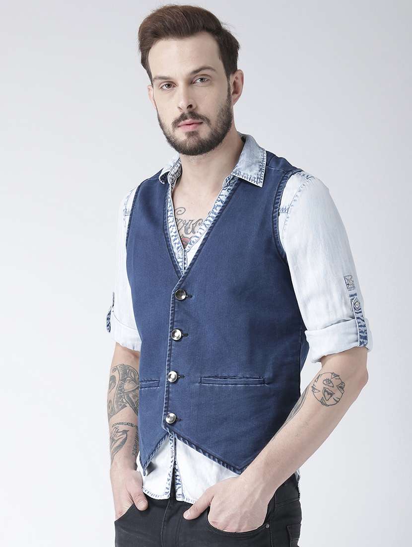 blue denim waist coat - 15709875 -  Standard Image - 1