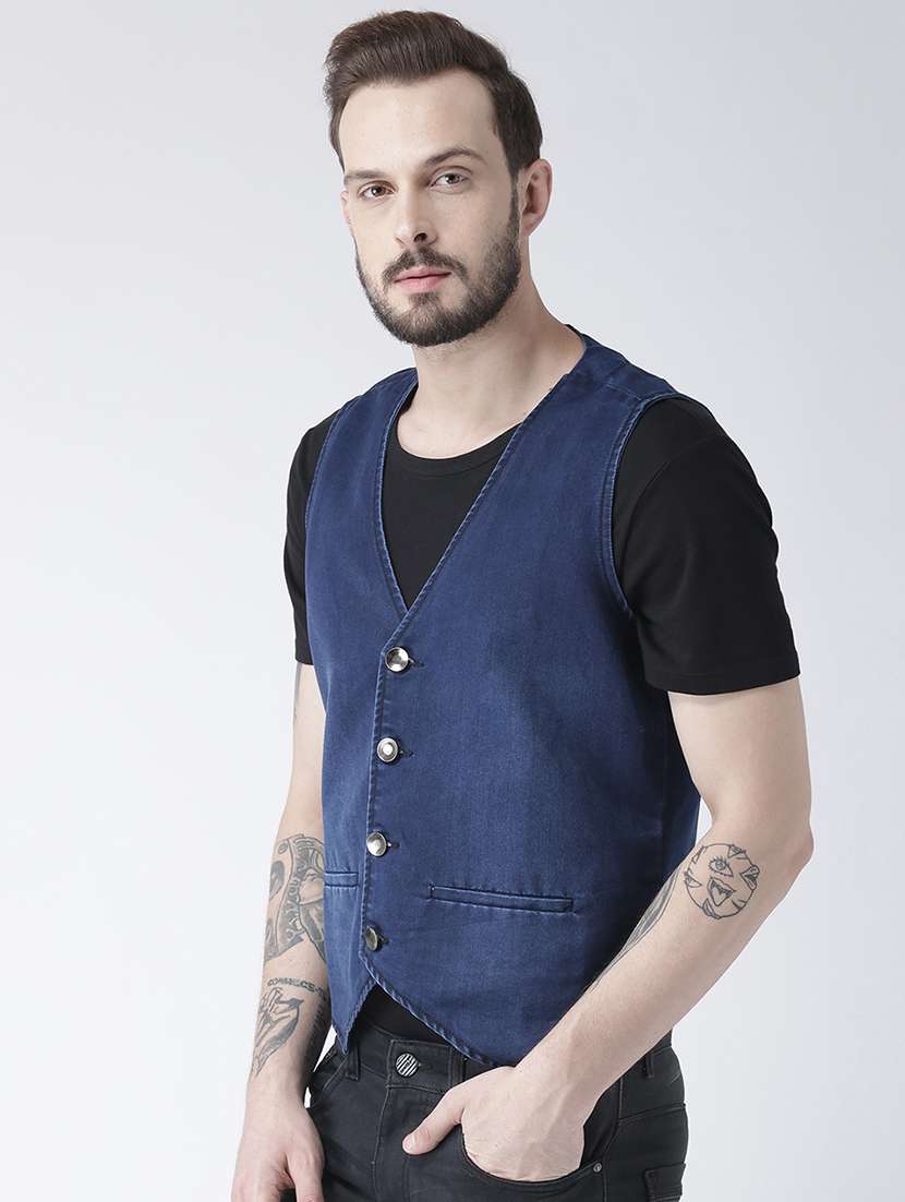 blue denim waist coat - 15709876 -  Standard Image - 1