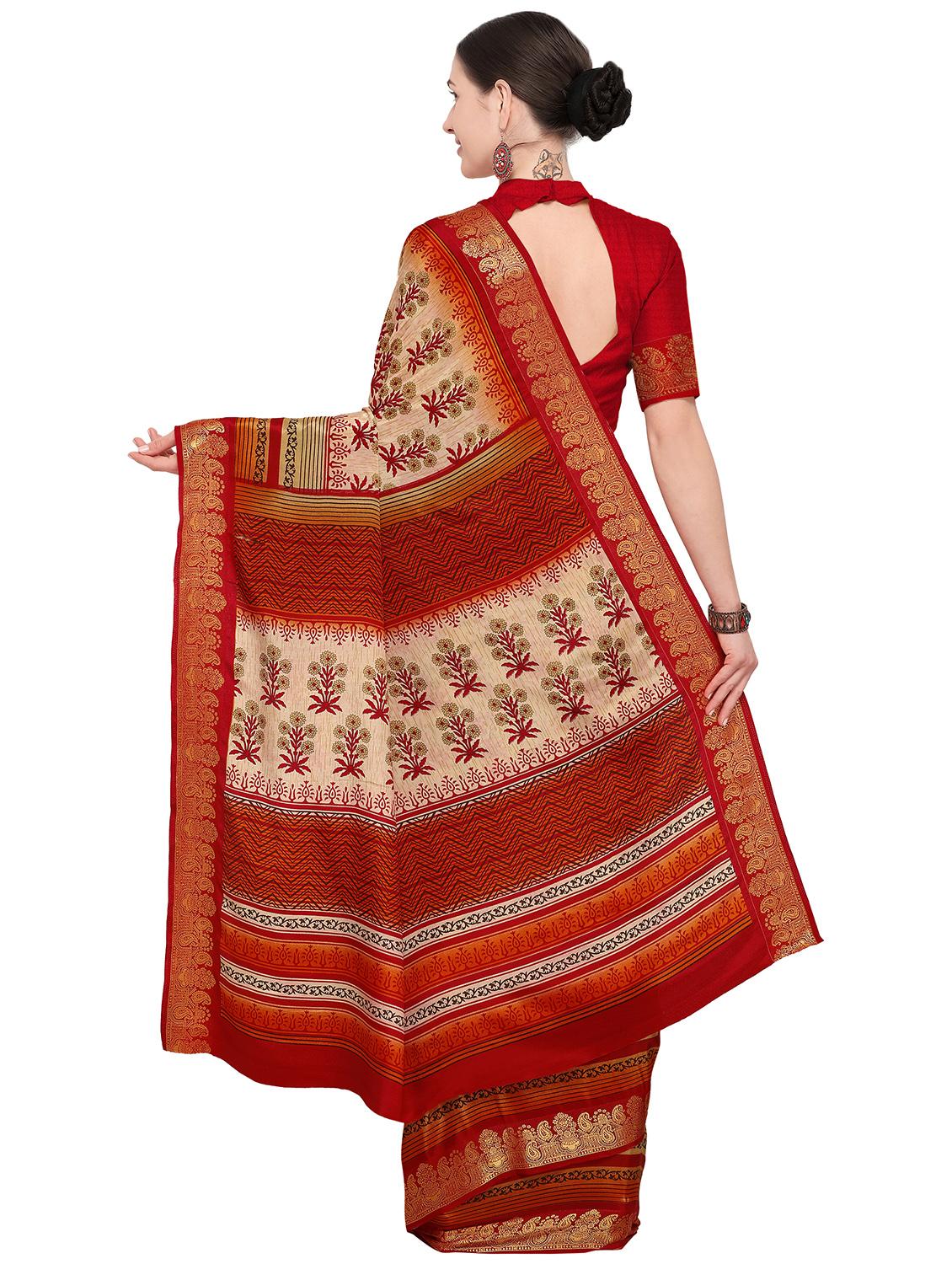 floral bordered saree with blouse - 15709930 - Standard Image - 1