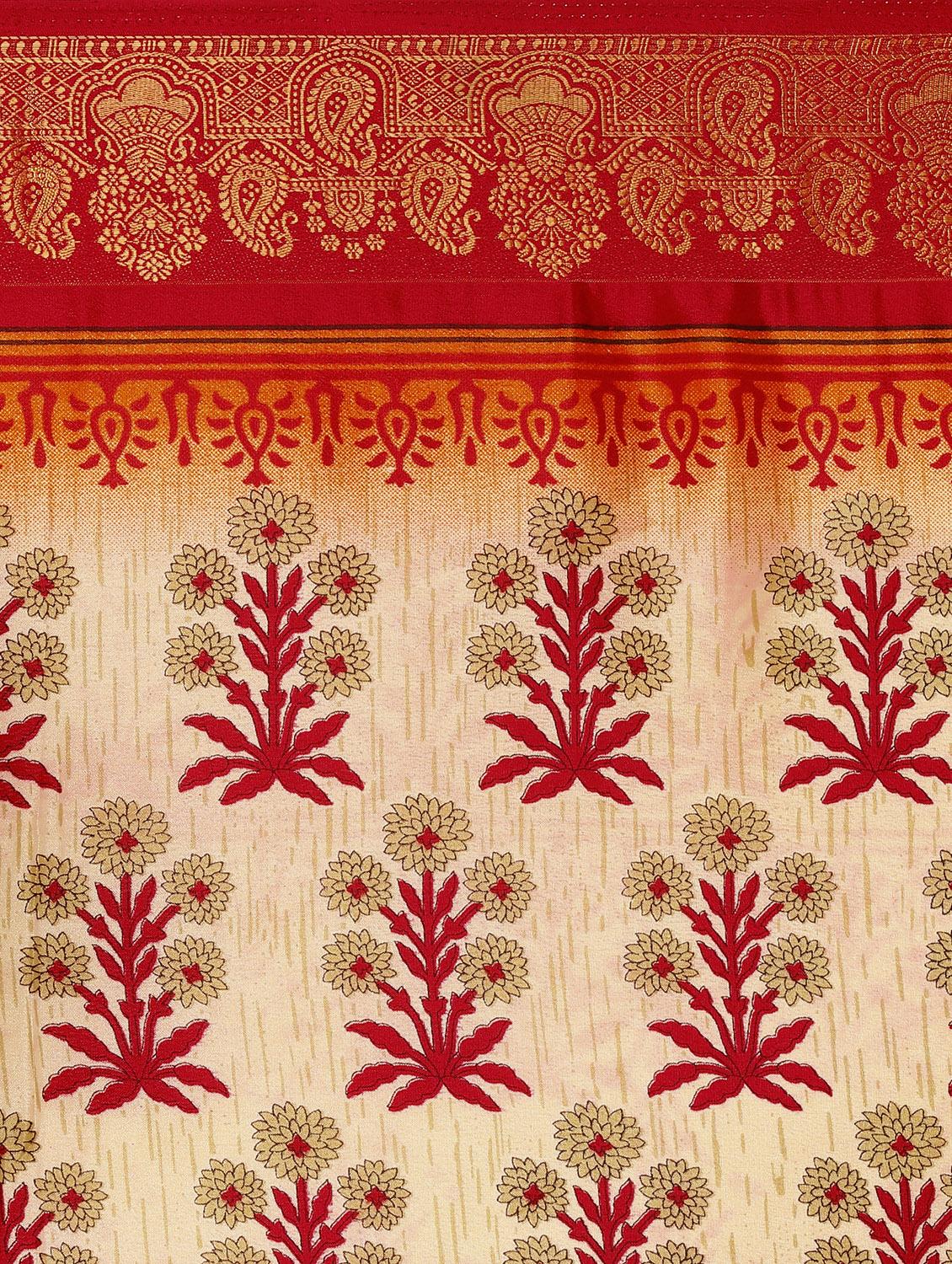 floral bordered saree with blouse - 15709930 - Standard Image - 4
