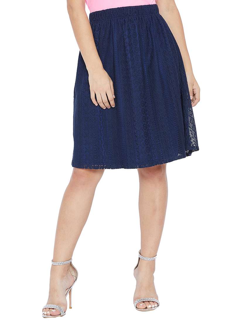 elasticated waist lace a-line skirt