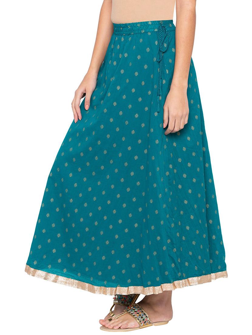 foil printed flared skirt - 15717112 - Standard Image - 1