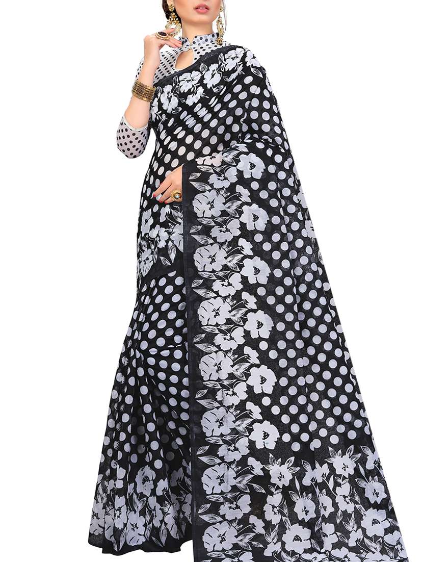 polka dots printed saree with blouse