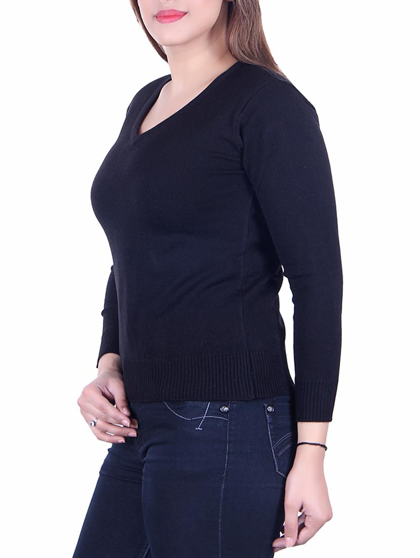 navy v-neck knitted top - 15720520 - Standard Image - 1