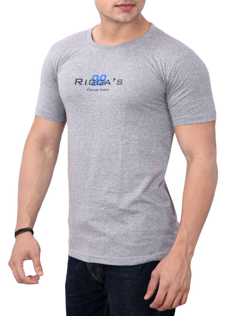 grey cotton blend chest print t-shirt - 15720655 -  Standard Image - 1