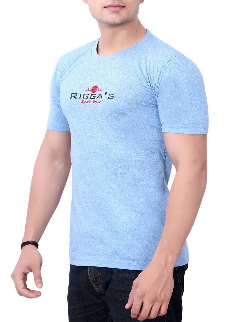 blue cotton blend chest print t-shirt - 15720661 - Standard Image - 1