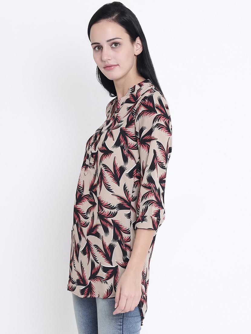 button detail mandarin collar tunic - 15721730 - Standard Image - 1