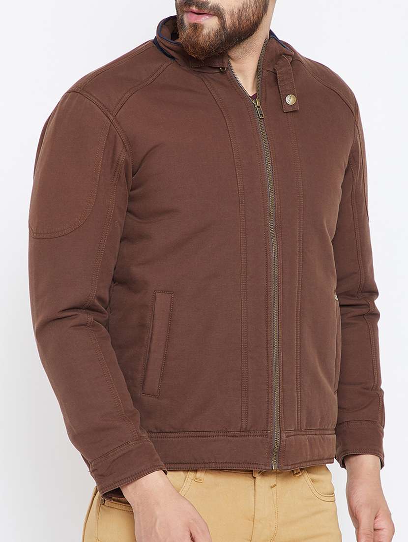 brown cotton casual jacket - 15722135 -  Standard Image - 1