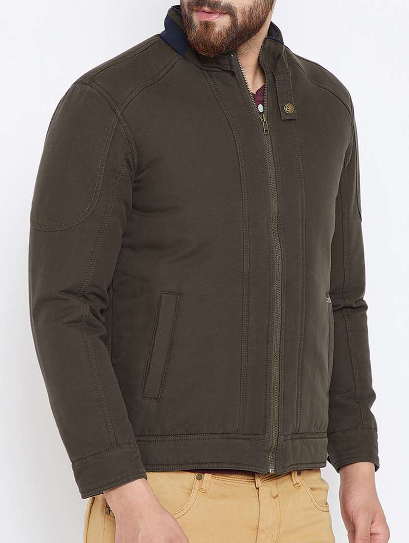 green cotton casual jacket - 15722137 -  Standard Image - 1