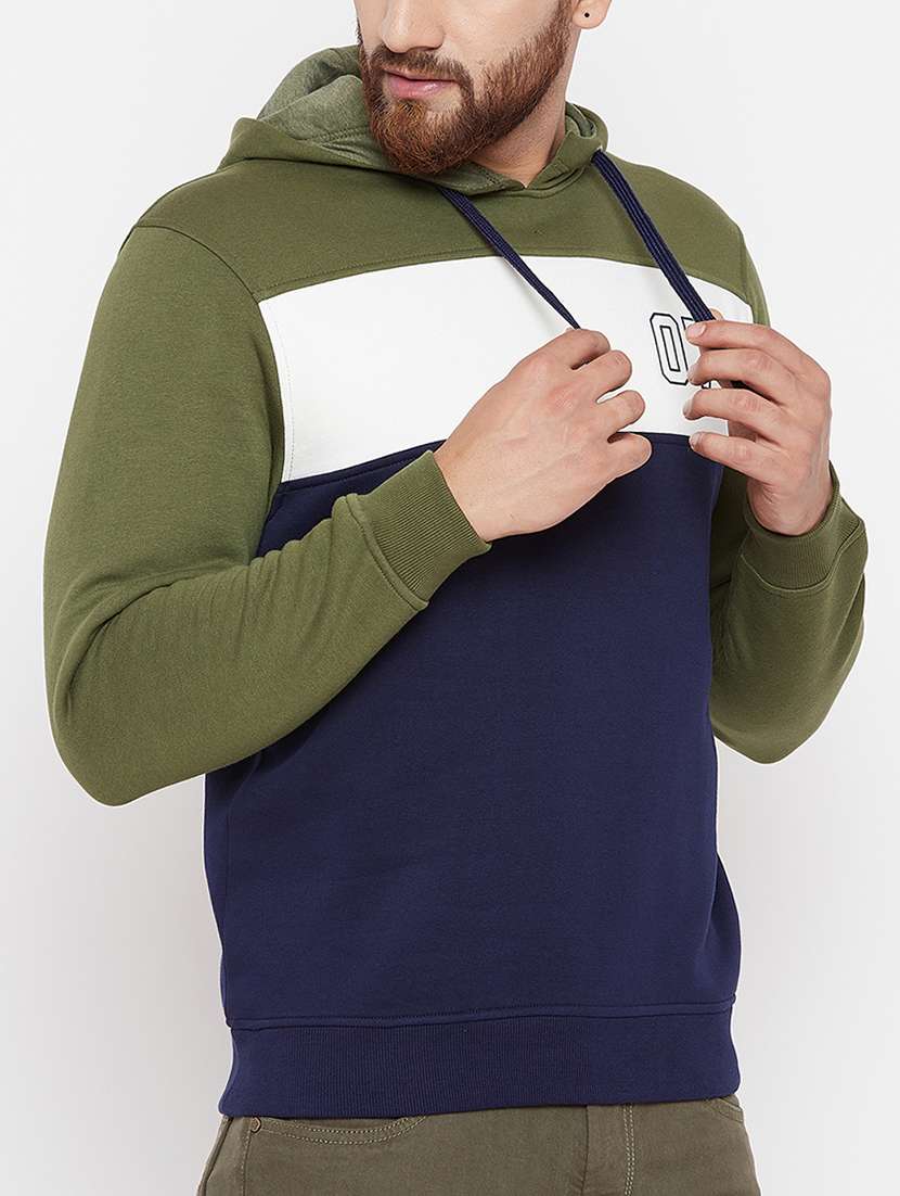 navy blue cotton color block sweatshirt - 15722225 - Standard Image - 1