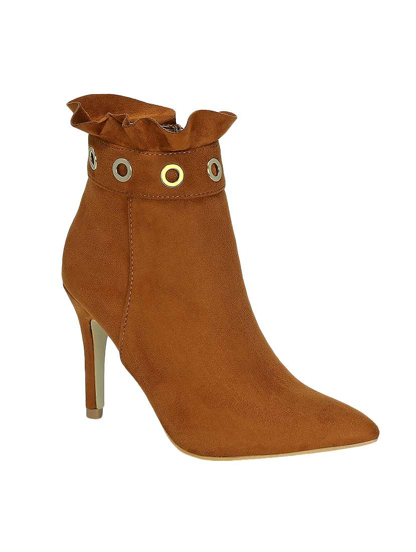 metal accent ruffled booties