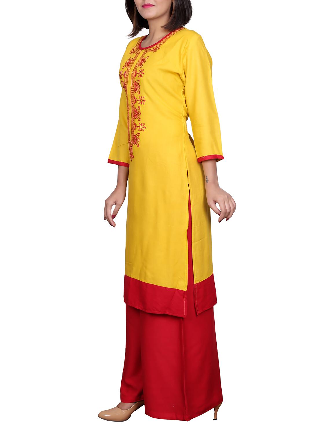 straight embroidered kurta - 15722495 - Standard Image - 1