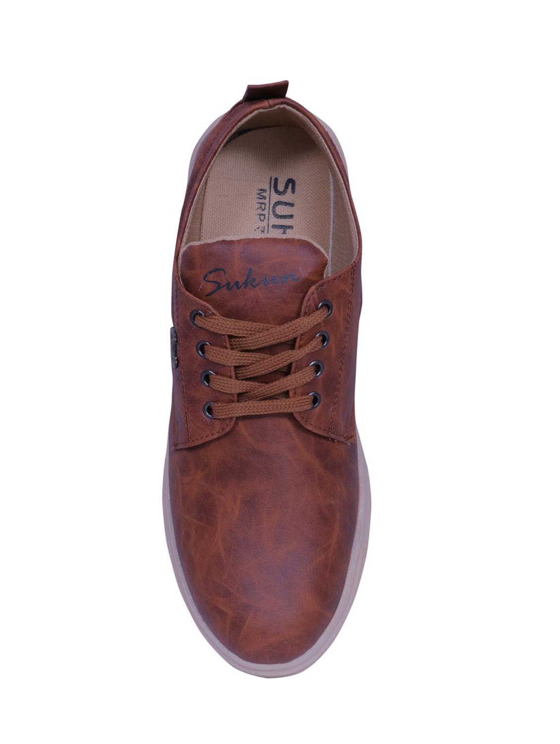 tan leatherette lace up sneakers - 15724037 - Standard Image - 4