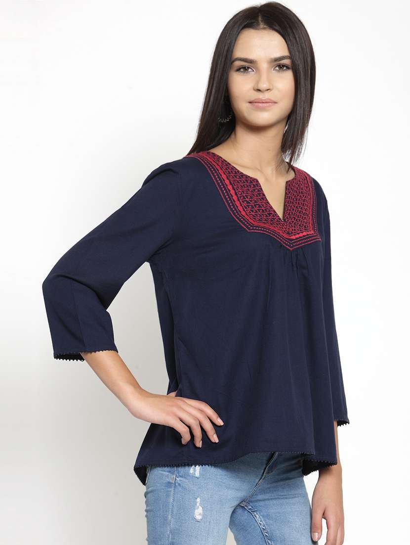 women's a line notch neck top - 15724120 - Standard Image - 1