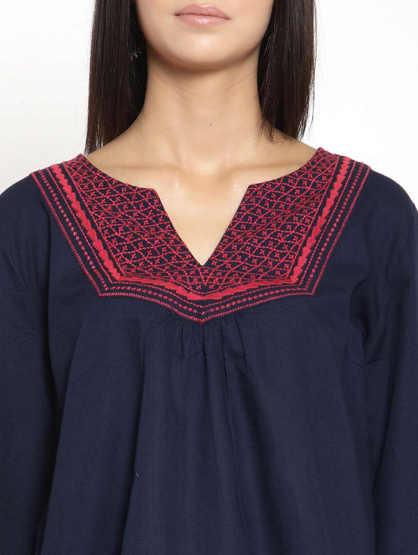 women's a line notch neck top - 15724120 - Standard Image - 4