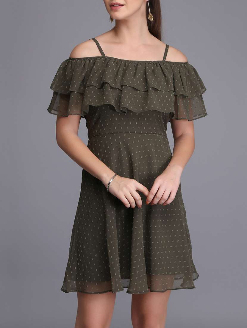 ruffled detail a-line dress