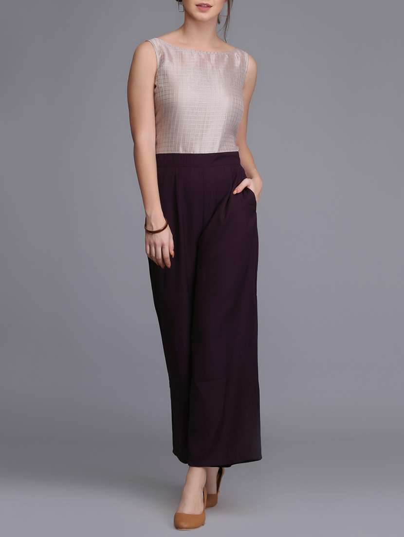 boat neck self design jumpsuit