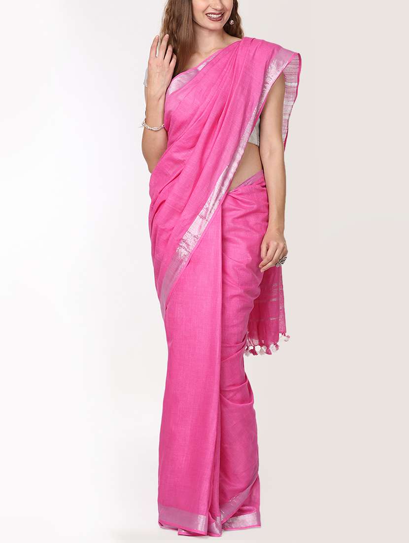 solid handloom saree with blouse
