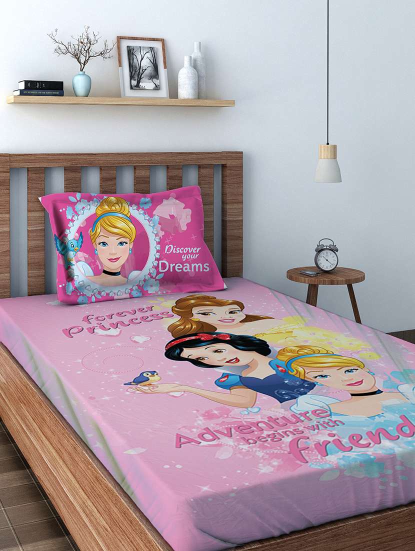disney athom trendz princess digital single bedsheet (147x 223 cm)