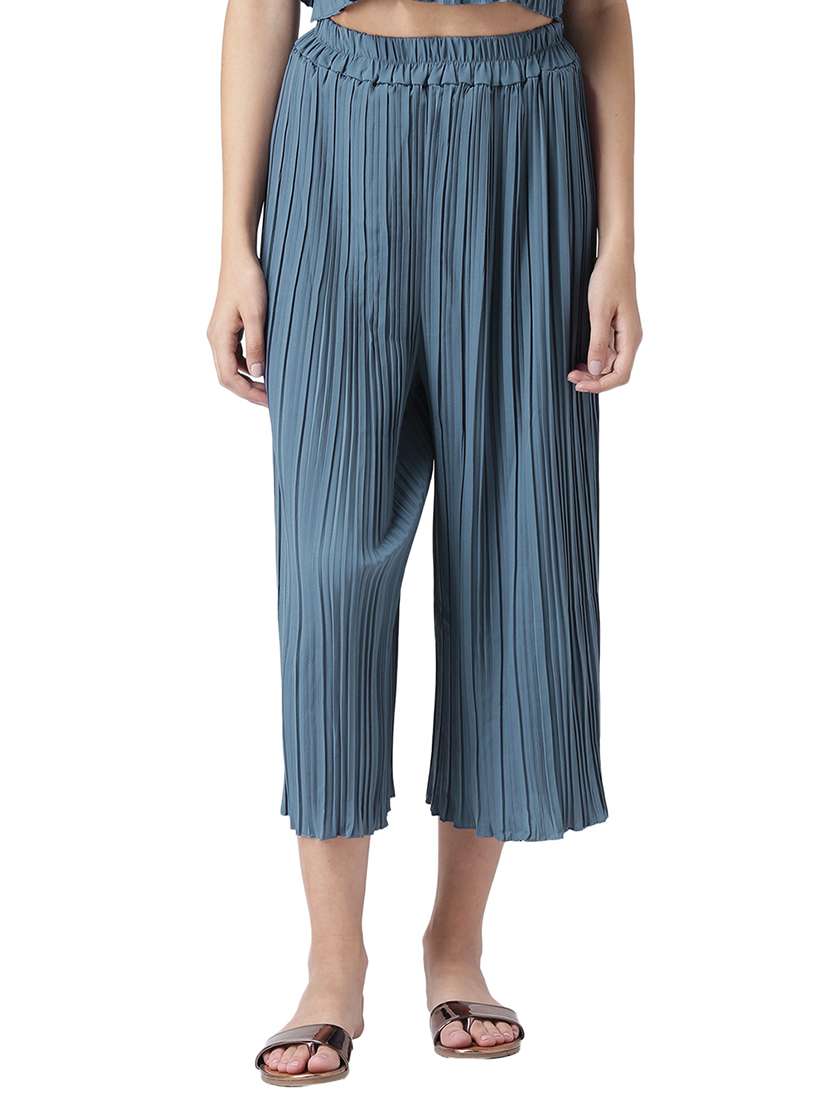 high waist pleated culottes