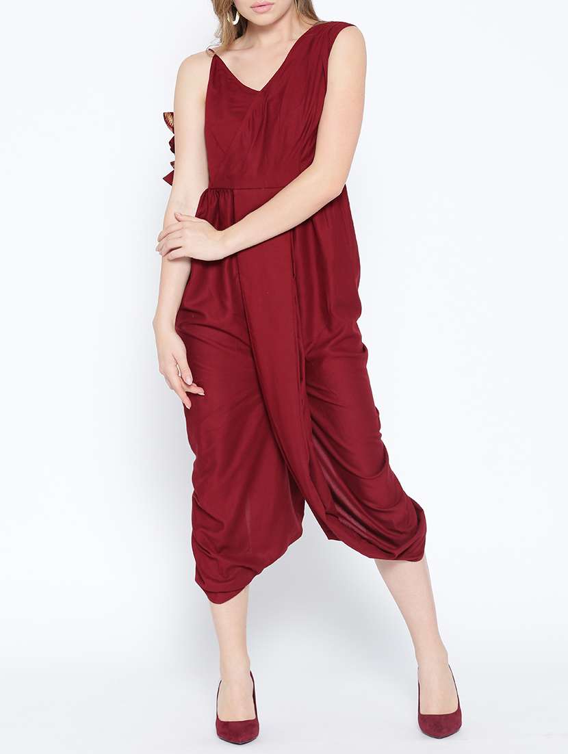 gathered detail sleeveless jumpsuit