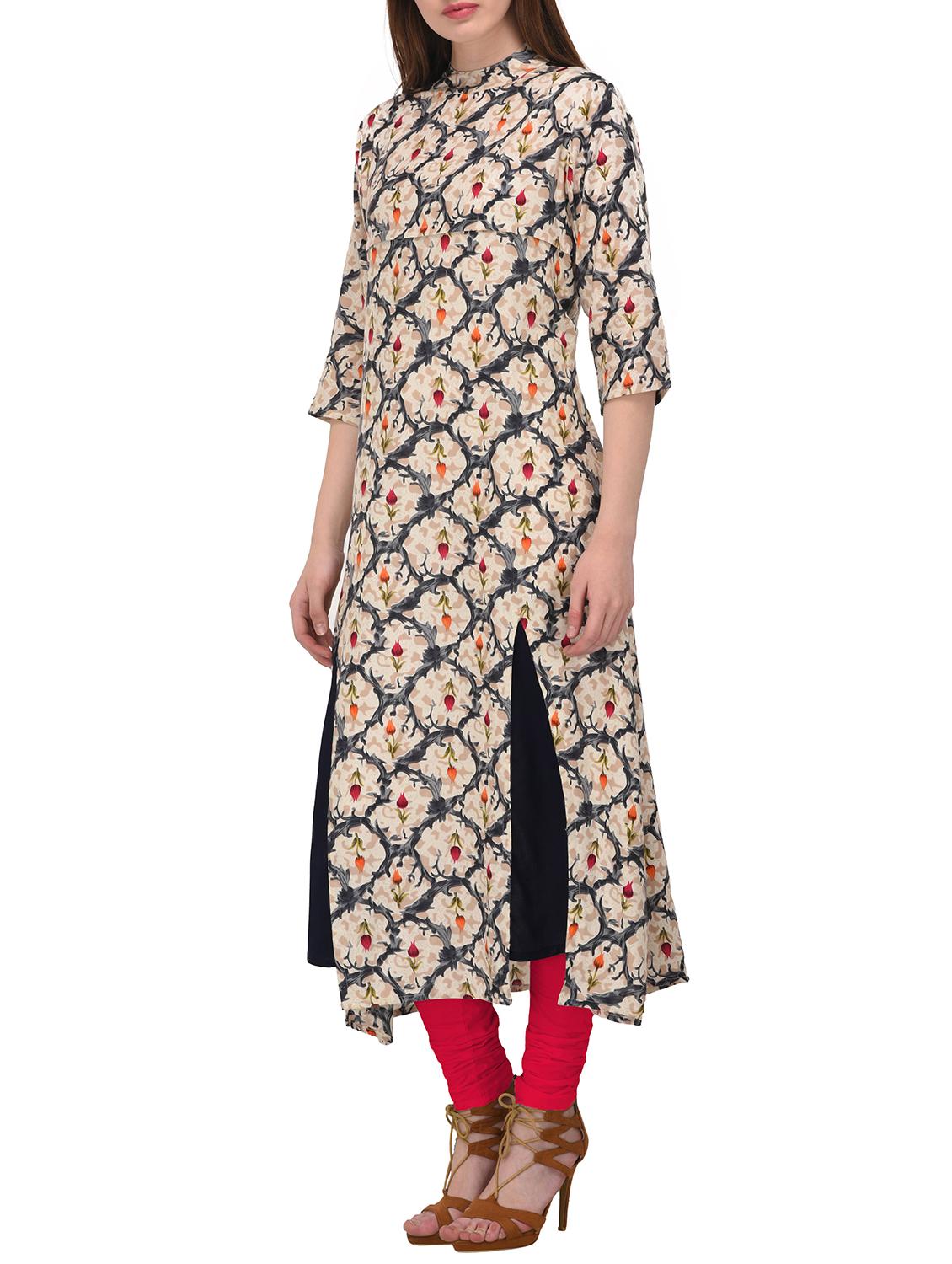 printed a-line kurta - 15731295 - Standard Image - 1