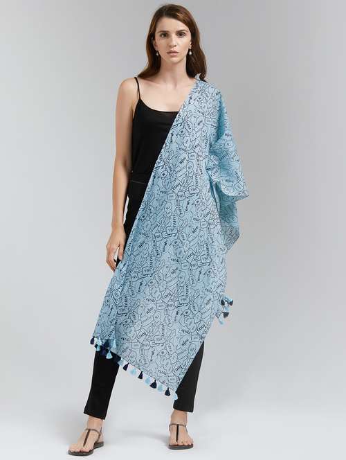 tassel detail printed stole - 15731519 - Standard Image - 0