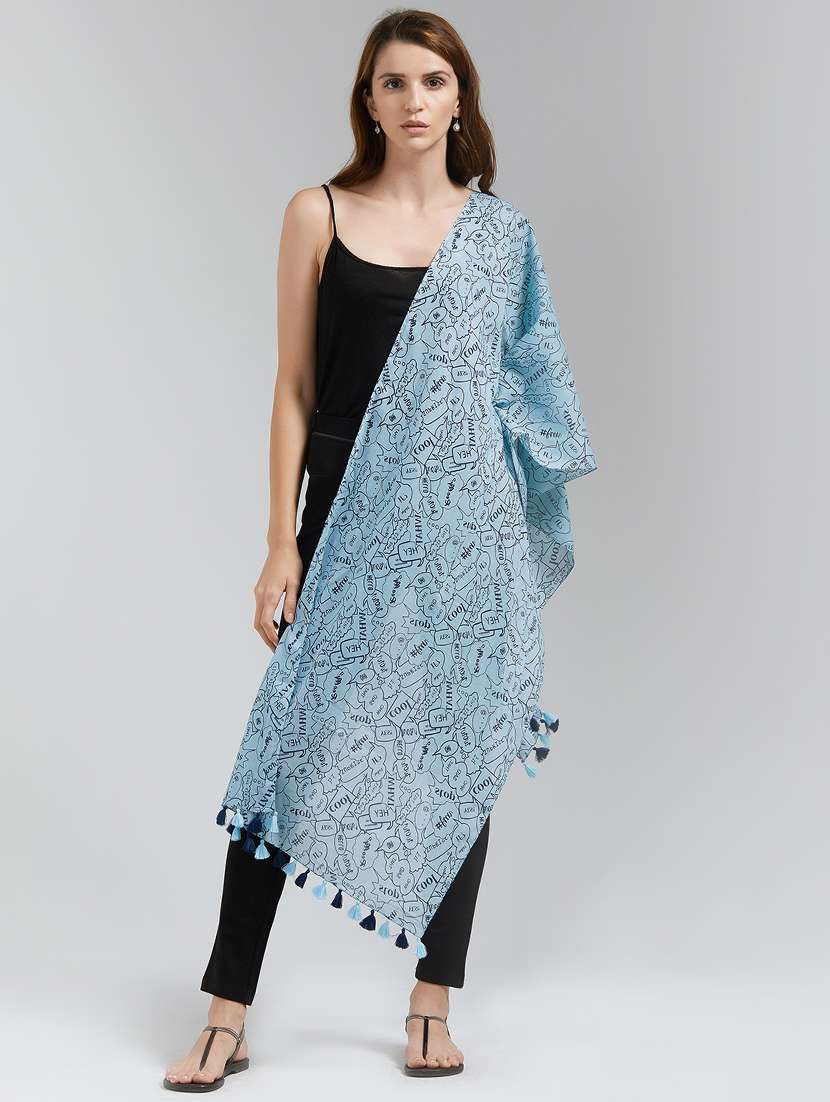 tassel detail printed stole - 15731519 - Zoom Image - 0