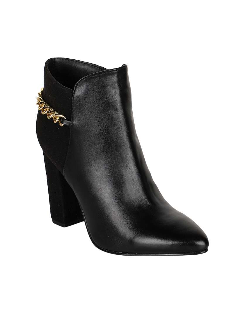black slip on  ankle boots