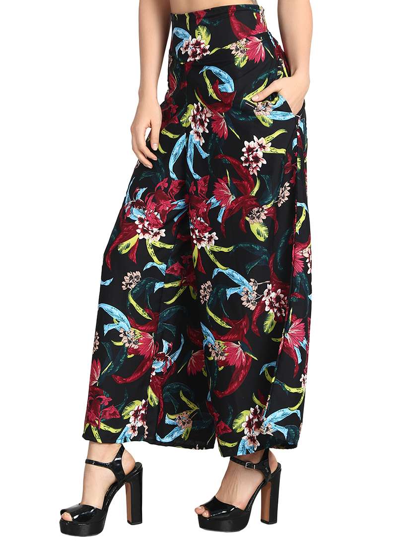 high waist floral flared palazzo - 15738258 -  Standard Image - 1