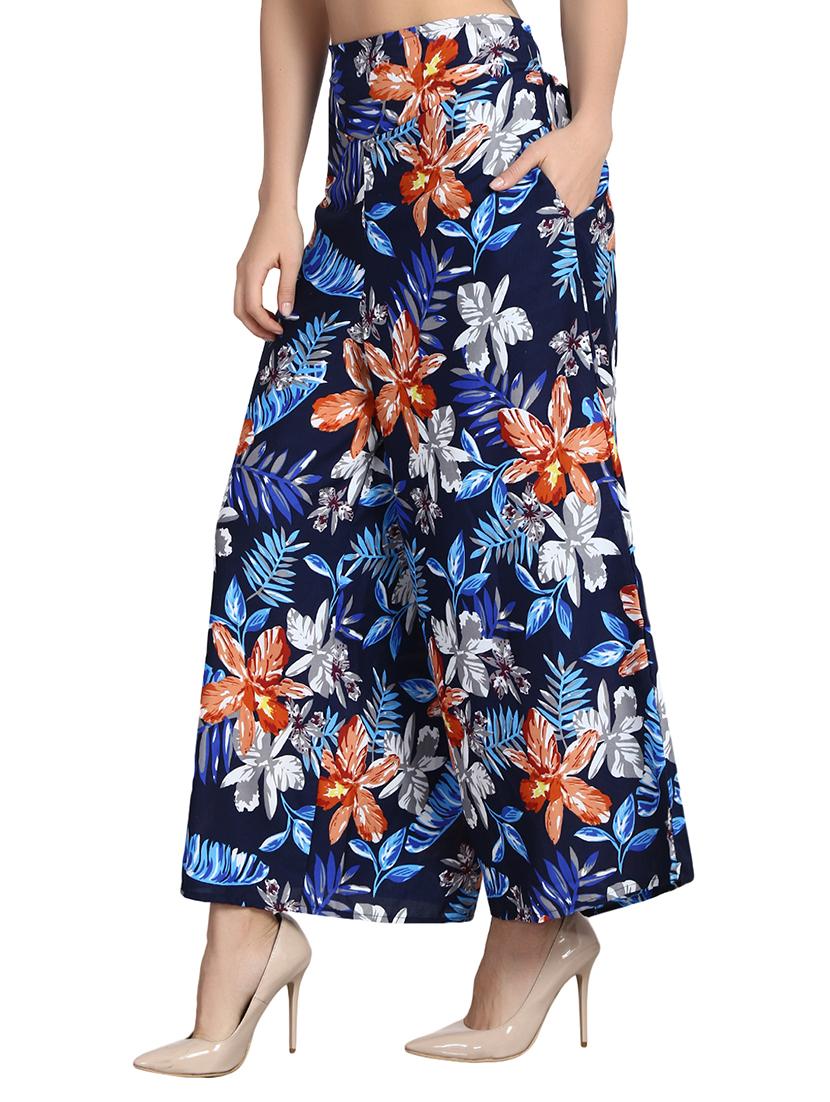high waist floral flared palazzo - 15738260 - Standard Image - 1