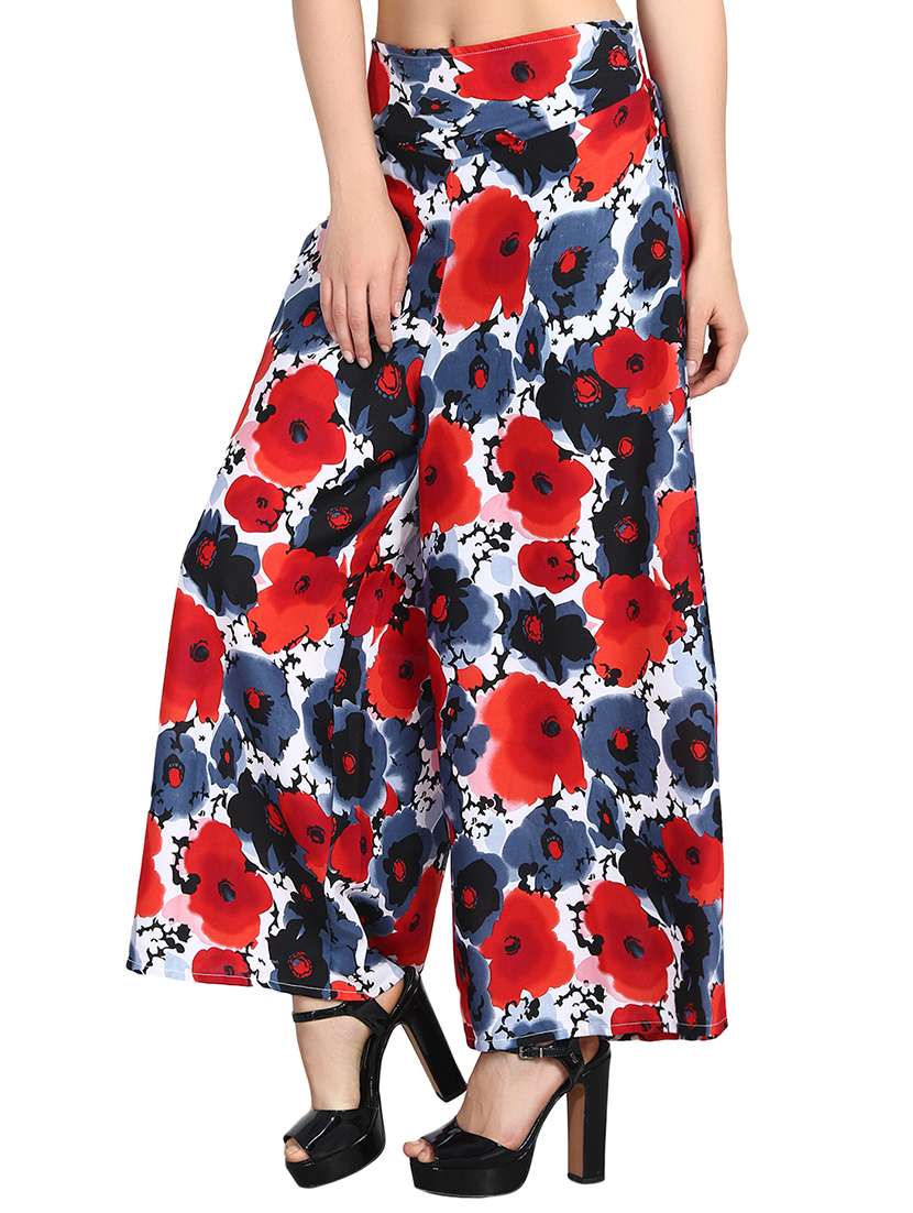 high waist floral flared palazzo - 15738263 -  Standard Image - 1