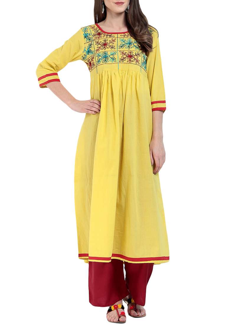 embroidered flared kurta