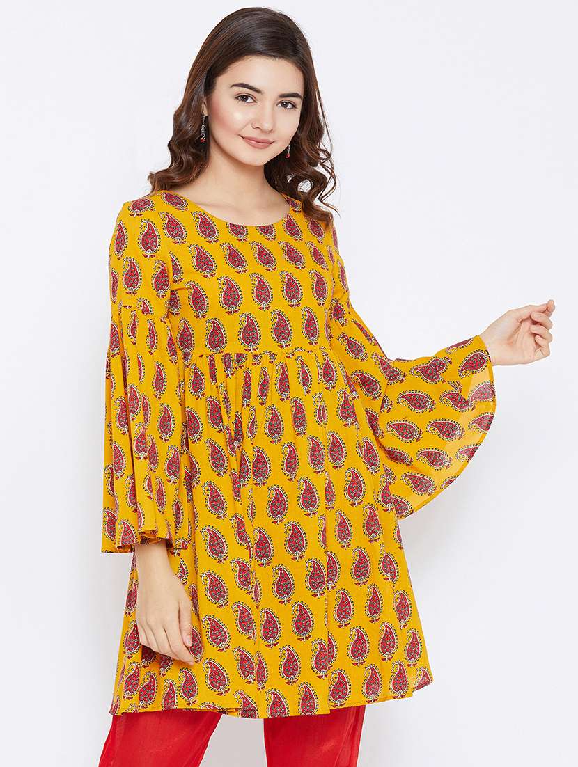 printed bell sleeves kurti