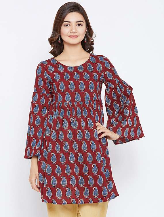 printed bell sleeves kurti
